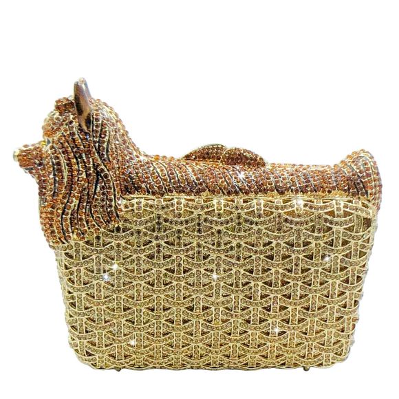 Puy Clutch Purse mal Crystal Evening Minaudiere Bags Poodle :] - Picture 1 of 8